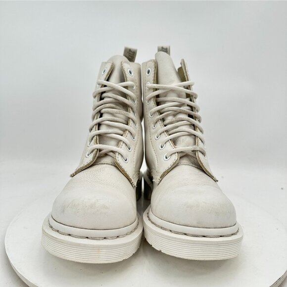 Dr. Martens 1460 Pascal Mono Women Size 7 White Leather 8 Eye Combat Boot - Picture 2 of 11